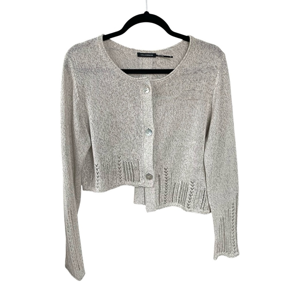 Stella Carakasi Grey Cotton Cropped Asymmetrical Cardigan Sweater XL